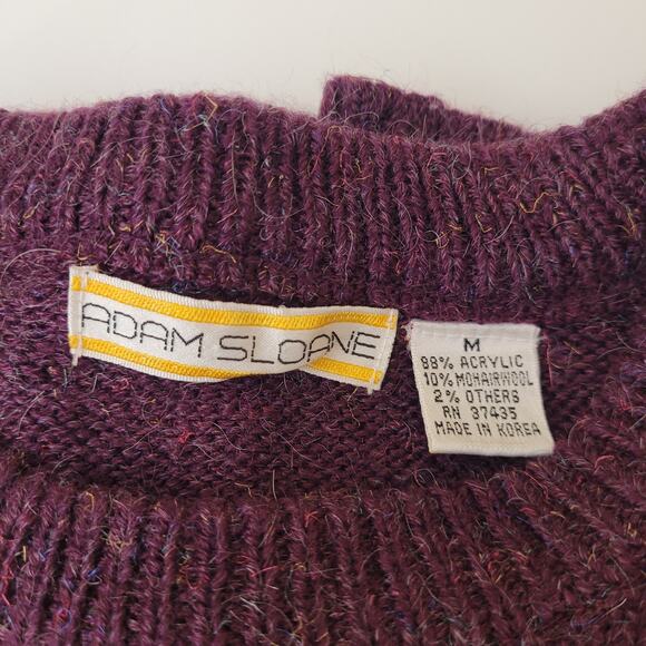 VTG Adam Sloane Argyle Crewneck Sweater Grandpa Purple Acrylic Wool Knit SZ M - Picture 7 of 10